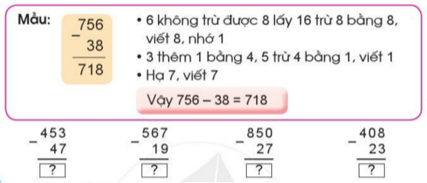 Toán lớp 2 Phép trừ (có nhớ) trong phạm vi 1000 trang 71, 72 | Cánh diều