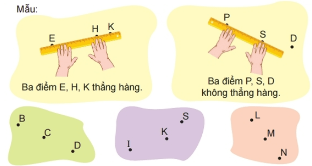 Toán lớp 2 Ba điểm thẳng hàng trang 54, 55 | Chân trời sáng tạo.