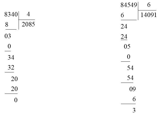 Toán lớp 3 trang 71, 72 Chia cho số có một chữ số trong phạm vi 100 000 (Tiếp theo) | Cánh diều