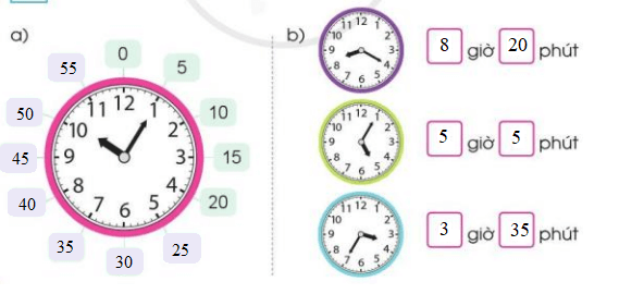 Toán lớp 3 trang 38, 39, 40 Thực hành xem đồng hồ | Cánh diều