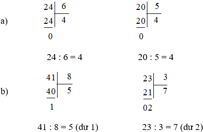 Toán lớp 3 Bài 25: Phép chia hết, phép chia có dư (trang 72, 73, 74) | Kết nối tri thức