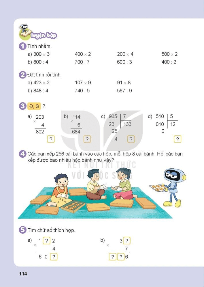 Toán lớp 3 Bài 41: Ôn tập phép nhân, phép chia trong phạm vi 100, 1000 (trang 113, 114, 115) | Kết nối tri thức