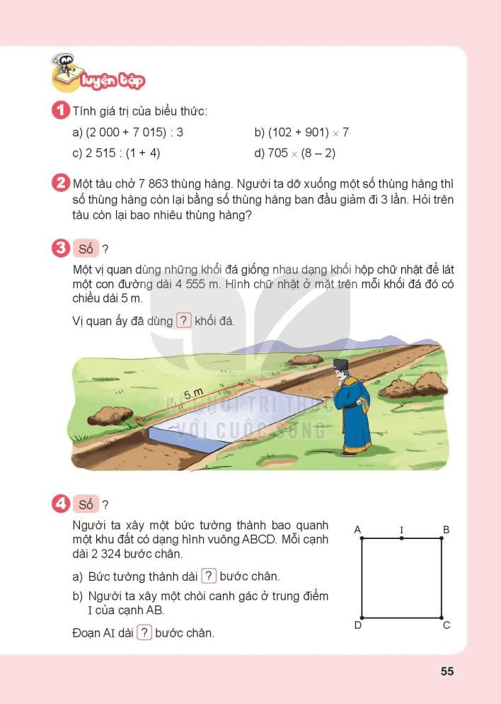 Toán lớp 3 Bài 58: Luyện tập chung (trang 52, 53, 54 Tập 2) | Kết nối tri thức