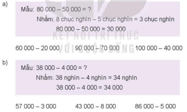 Toán lớp 3 Bài 64: Phép trừ trong phạm vi 100000 (trang 73, 74, 75 Tập 2) | Kết nối tri thức