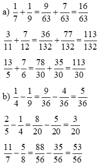 Toán lớp 5 Kết nối tri thức Bài 6: Cộng, trừ hai phân số khác mẫu số (trang 20) | Giải Toán lớp 5