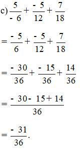 Tính: a) (-2)/9 + 7/(-9)