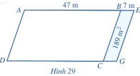 Một mảnh đất hình bình hành ABCD với AB = 47 m. Người ta mở rộng mảnh đất