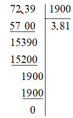 Tính: a) 46,827 : 90; b)( - 72,39) : (- 19); c) (- 882) : 3,6