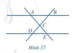 Quan sát Hình 37. Hãy nêu các cặp đường thẳng cắt nhau và xác định