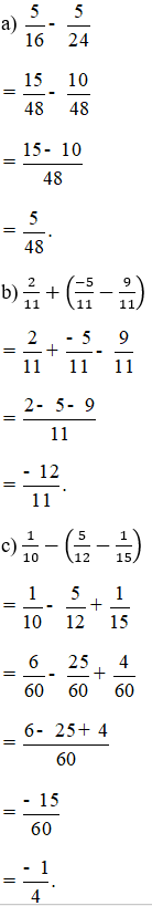 Tính: a) 5/16 - 5/24