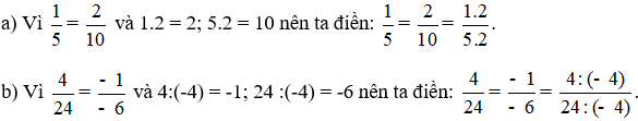 Ta có: 1/5 = 2/10 vì 1.10= 5.2 (quy tắc bằng nhau của hai phân số)