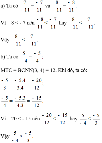 So sánh: a) 7/(-11) và 8/(-11)