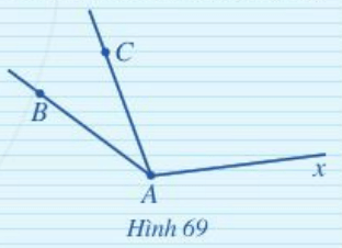 Hãy đọc và viết tên các góc đỉnh A trong Hình 69 và cho biết các cạnh của chúng