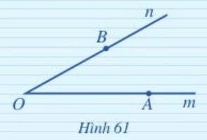 Quan sát Hình 61. a) Tia OA trùng với tia nào? b) Hai tia OB và Bn có trùng nhau không