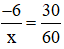 Tìm số nguyên x, biết: -6/x = 30/60