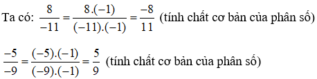 Viết mỗi phân số sau đây thành phân số bằng nó và có mẫu dương