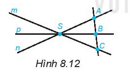 Quan sát Hình 8. 12 và trả lời: a) Có bao nhiêu bộ ba điểm thẳng hàng