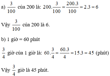 Tính  3/100 của 200