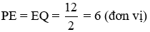 Cho đoạn thẳng PQ dài 12 đơn vị. Gọi E là trung điểm của đoạn thẳng PQ