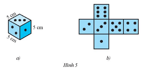 Hùng làm một con xúc xắc hình lập phương có kích thước như Hình 5a