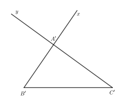 Lấy một tờ giấy, trên đó vẽ tam giác A’B’C’ có B’C’ = BC