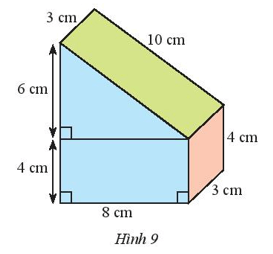 Bạn Nam đã làm một chiếc hộp hình lăng trụ đứng với kích thước như Hình 9