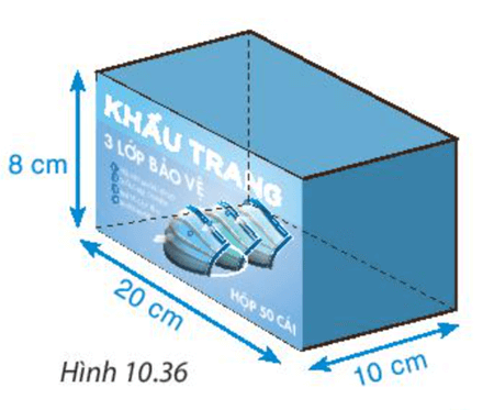 Một hộp đựng khẩu trang y tế được làm bằng bìa cứng có dạng một hình hộp chữ nhật