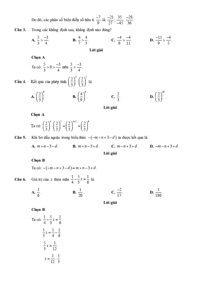Đề kiểm tra Toán 7 Kết nối tri thức Chương 1 (có lời giải)
