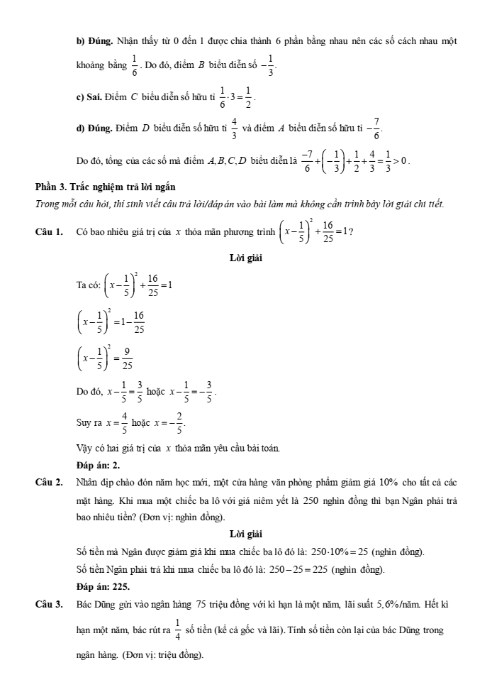 Đề kiểm tra Toán 7 Kết nối tri thức Chương 1 (có lời giải)