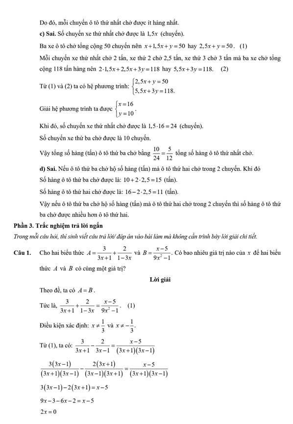 Đề kiểm tra Toán 9 Cánh diều Chương 1 (có lời giải)