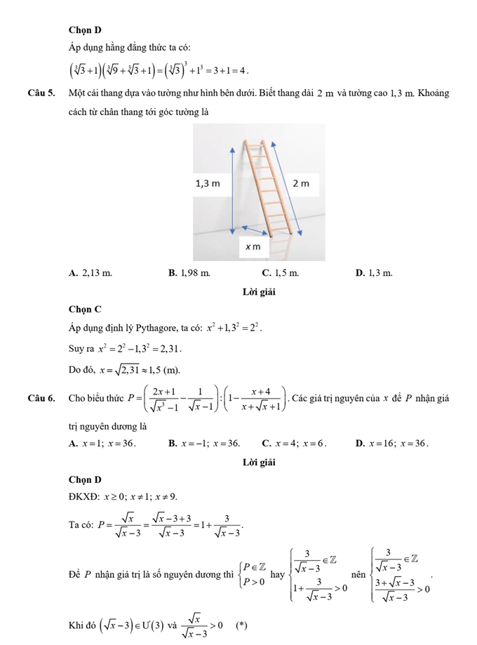 Đề kiểm tra Toán 9 Chân trời sáng tạo Chương 3 (có lời giải)