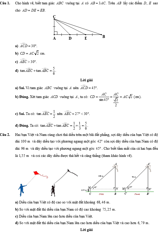 Đề kiểm tra Toán 9 Kết nối tri thức Chương 4  (có lời giải)