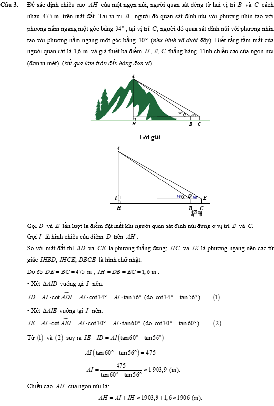 Đề kiểm tra Toán 9 Kết nối tri thức Chương 4  (có lời giải)