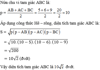 Bài tập Công thức Heron tính diện tích tam giác (cực hay, chi tiết)