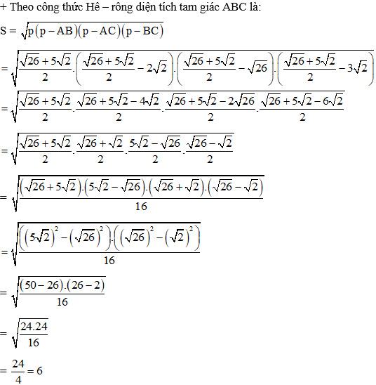 Bài tập Công thức Heron tính diện tích tam giác (cực hay, chi tiết)