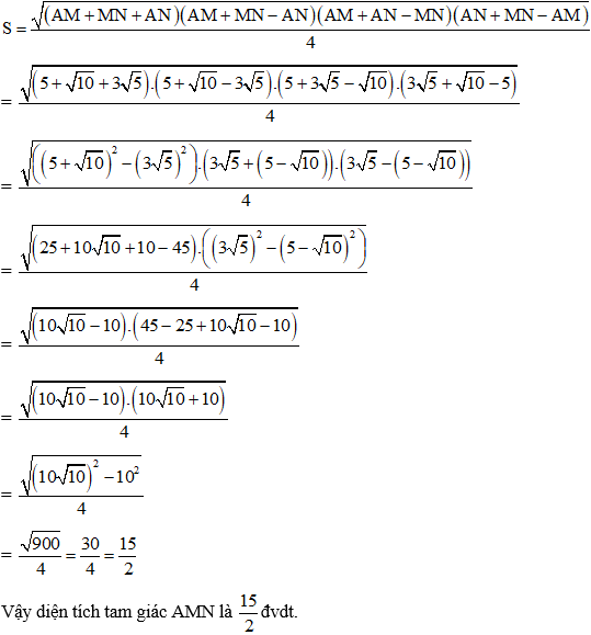 Bài tập Công thức Heron tính diện tích tam giác (cực hay, chi tiết)