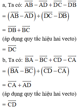 Bài tập về hiệu của hai vecto (cực hay, chi tiết)