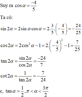 Cách giải bài tập Công thức nhân đôi lượng giác (cực hay, chi tiết)