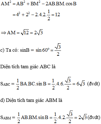 Cách làm bài tập Giải tam giác lớp 10 (cực hay, chi tiết)