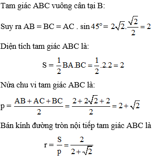 Cách tính bán kính đường tròn nội tiếp tam giác (cực hay, chi tiết)