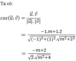 Tìm m để góc giữa hai vecto bằng một số cho trước (45 độ, góc nhọn, góc tù) cực hay