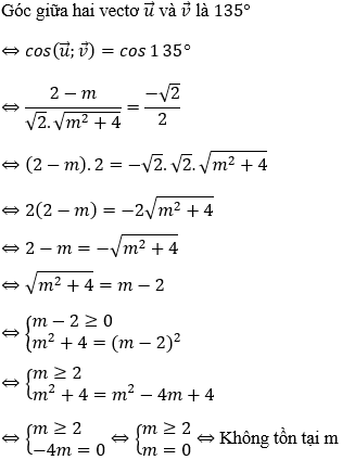 Tìm m để góc giữa hai vecto bằng một số cho trước (45 độ, góc nhọn, góc tù) cực hay