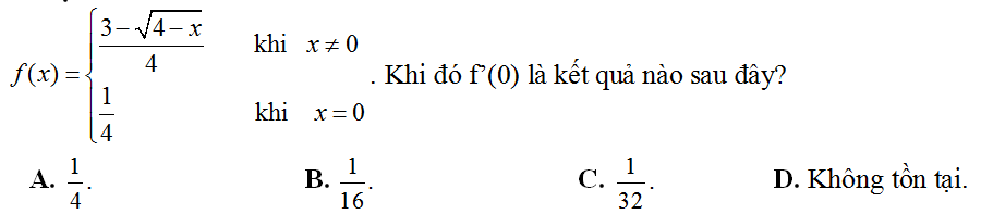 Bài tập tính đạo hàm bằng định nghĩa cực hay, có lời giải