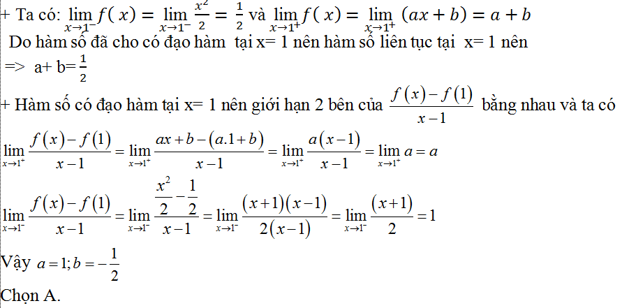 Bài tập tính đạo hàm bằng định nghĩa cực hay, có lời giải