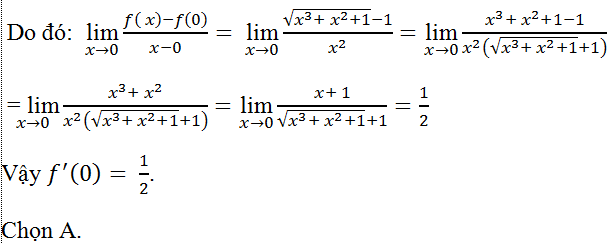 Bài tập tính đạo hàm bằng định nghĩa cực hay, có lời giải