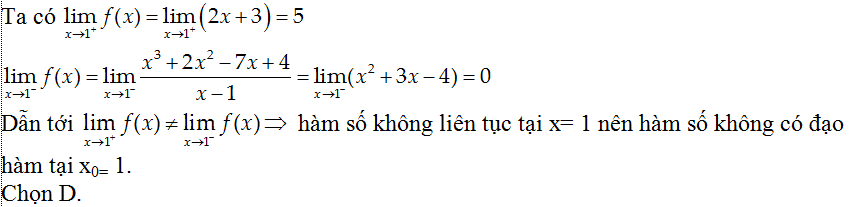 Bài tập tính đạo hàm bằng định nghĩa cực hay, có lời giải