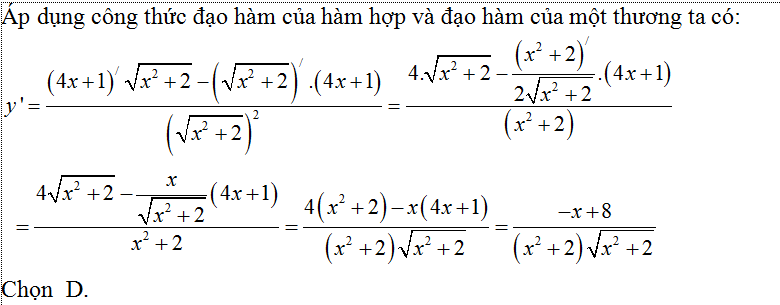 Đạo hàm của các hàm số đơn giản