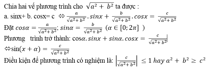 Điều kiện để phương trình bậc nhất đối với sinx và cosx có nghiệm