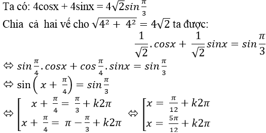 Giải phương trình bậc nhất đối với sinx và cosx