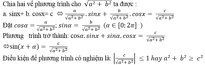 Giải phương trình bậc nhất đối với sinx và cosx